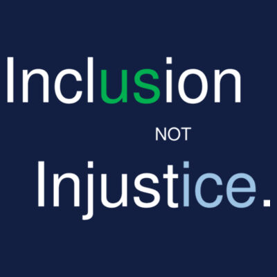 Inclusion Not Injustice - Regular Organic Cotton T-Shirt Design